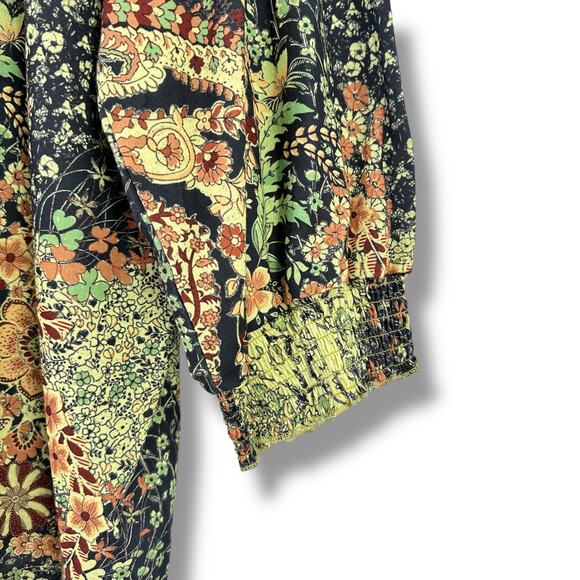 Farmers Market Deco Tie Waist Jacobean Floral Embellished Shirt Plus Size 3X - Picture 3 of 9